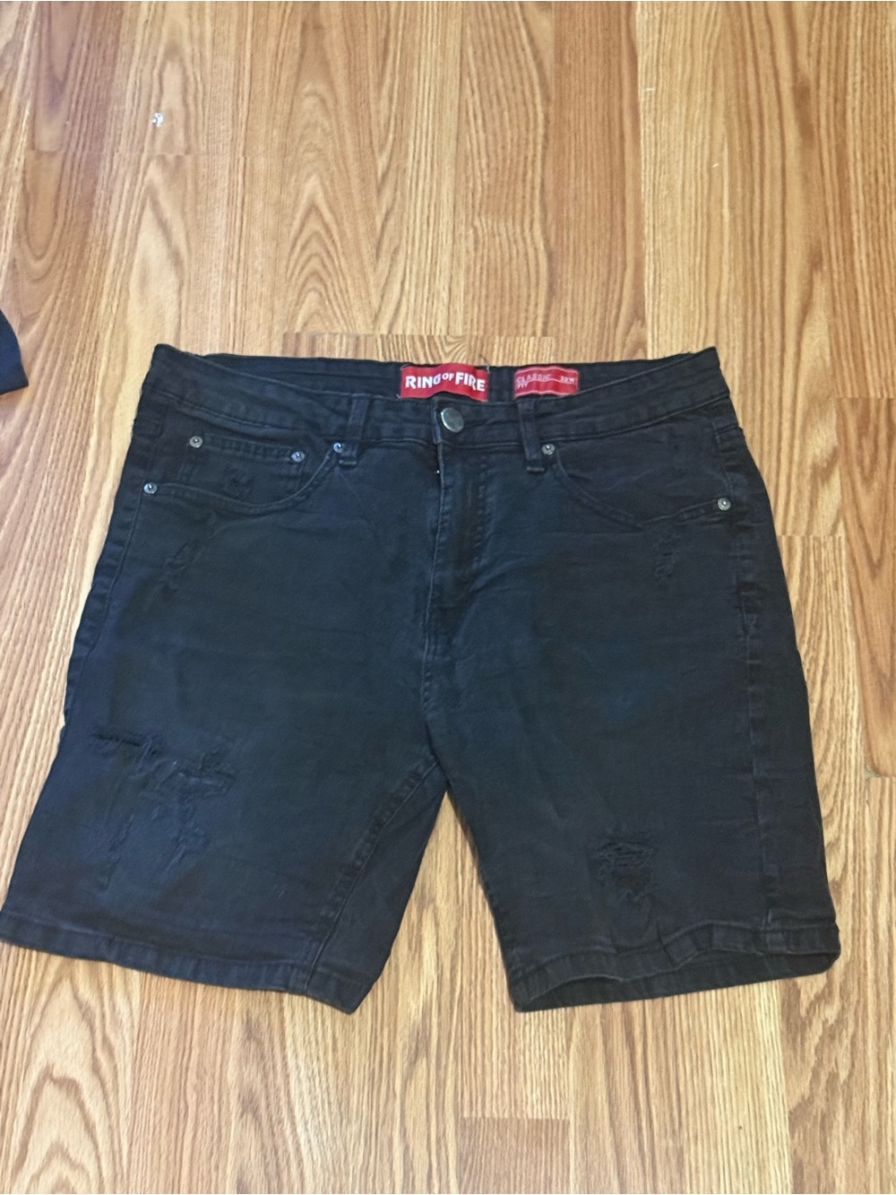 Ring of Fire Black Distressed Denim Shorts